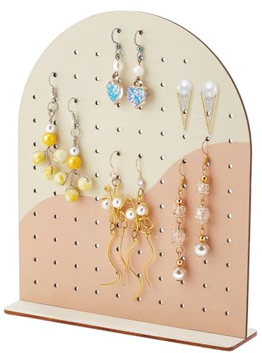 PH PandaHall Présentoirs à Boucles D'Oreilles en Bois Organisateur de Boucle D'Oreille à 106 trou Support de Boucle D'Oreille à Tige Support de Bijoux à 2 tons pour Salon de L'Artisanat au Détail
