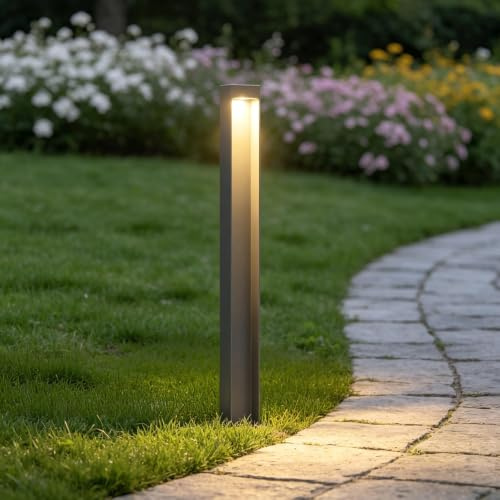 Mai & Mai Lampione da Giardino 3000K, Luminoso da Giardino IP65 Paletti Esterni Led 6X6X80cm in Alluminio per Giardini, Parchi, Aree Residenziali e Ingressi BaldersLights, Sabbia grigio scuro