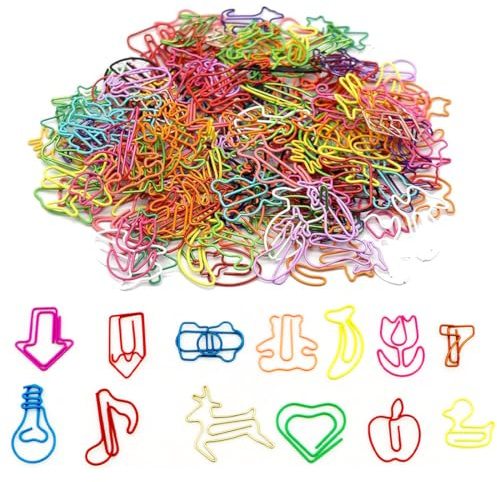 FIMWOLZ 40 Pcs Trombones en Métal Motif Dessin Animé Design Animal Coloré Adorables Clips Mémo en Forme d'Animal pour Bureau École Papeterie Documents