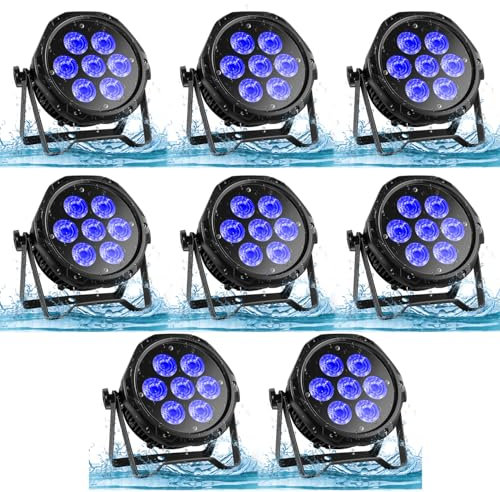 Projecteur LED étanche pour extérieur, 7 x 10 W RGBW 4 en 1, lumière de scène extérieure, contrôle DMX, lumière de lavage, effet stroboscopique, lumière DJ pour festival, fête, événement, mariage