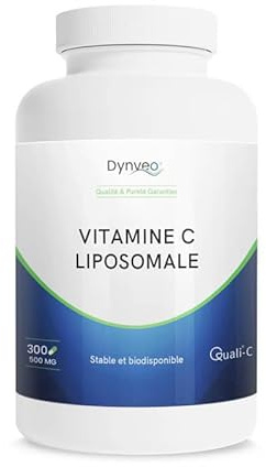Vitamine C Liposomale - 500mg/300 gélules - Hautes Biodisponibilité et Stabilité - Immunité, Énergie et Soin de la Peau - Forme naturelle Vitamine C Quali®-C - Vegan - Fabriquée en France - Dynveo