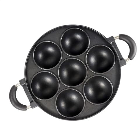 7 Cup Cast Iron Bakeware - Large Space Cast Iron Fried Egg Pan, Large Muffin Cast Iron 7-Cup Biscuitt Pan, Round Kitchen Non Stick Baking Tool, Pre Seasoned Cast Iron Cake Pan For, Kitchen, Cake Bakin