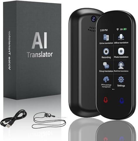 Language Translator Device, Real-Time Voice Translation No WiFi 139 Languages Two Way Instant Translator 3.1 Touch Screen Portable Translator Offline Online Translation Device for Photo/Recording