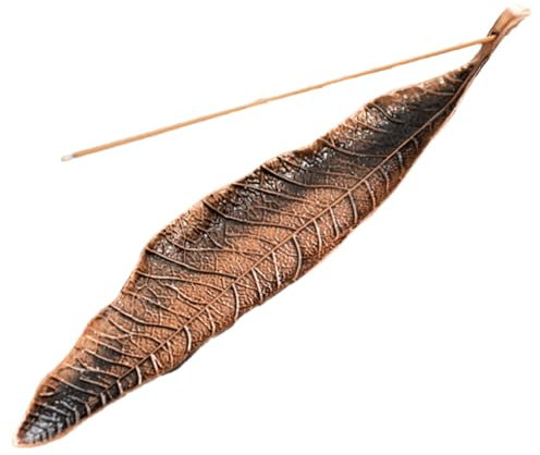 NHQZ Porta Incenso,21 CM Bruciatore Incenso in Lega Porta Incenso per Bastoncini a Forma di Foglia,Brucia Incenso per Decorazioni la Casa,per Casa,Ufficio,Yoga,Meditazione