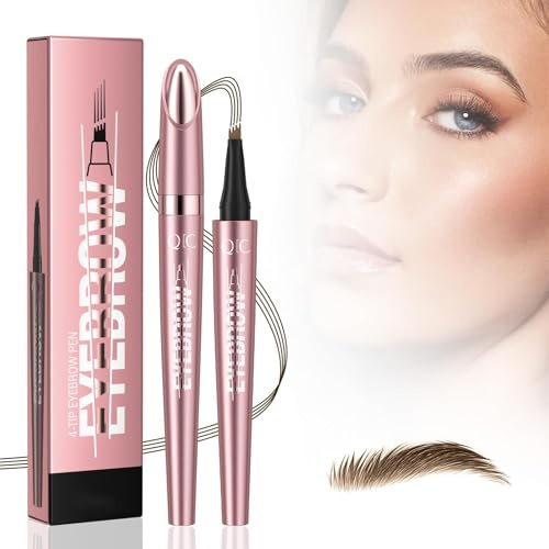 2025 Neu 3D Microblading Augenbrauenstift mit 4 Gabelspitzen Applikator – Präzise, Natürliche Augenbrauen, Langanhaltend, Wasserfest, Für Perfekte Augenbrauen,Ideal für Tägliches Make-up (Hellbraun)
