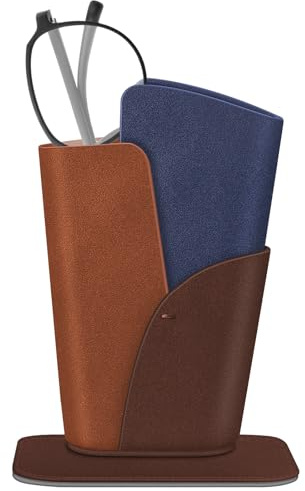 FINTIE Glasögonhållare/solglasögon förvaring av premium konstläder, glasögonställ glasögonhållare bord glasögonfodral, Flerfärgad mörkblå, En Storlek, modern