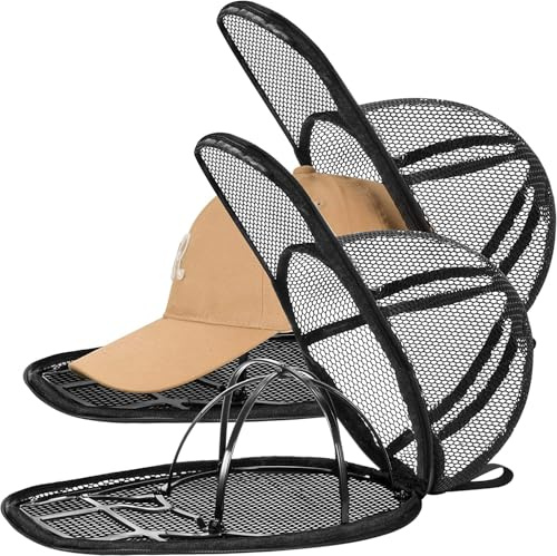 JGGDDU Cap Washer für Baseballmützen, Faltbarer Hut-Unterlegscheibe für Waschmaschine oder Geschirrspüler, Baseball Cap Waschgestell Form für Erwachsene und Kinder, 2 Stück, Schwarz