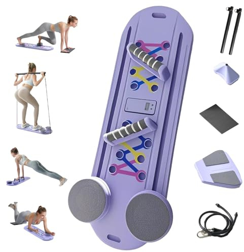 Das Multifunktionale 5-in-1-Pilates-Board mit LED-Zähler, Klappbaren Ist Das Pilates-Trainer-Set-Board für Den Aufbau von Kernkraft und Bauchmuskeln Zu Hause (Lila)