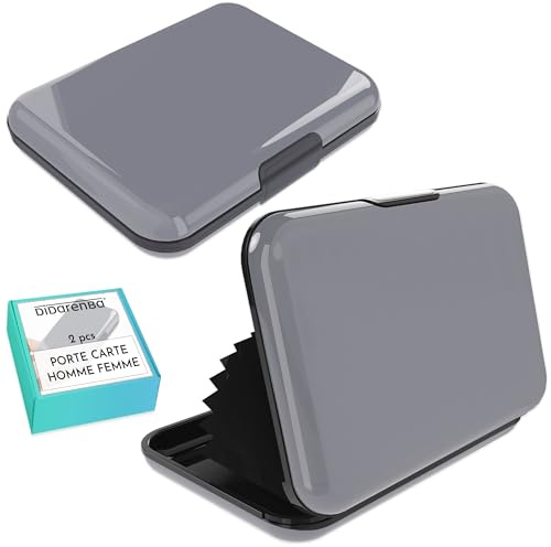 Didarenba Tarjetero Hombre Mujer Aluminio 2 Piezas Gris | Sistema RFID Bloqueo, Protector Anti fraude, Anti contactless, Gran Capacidad