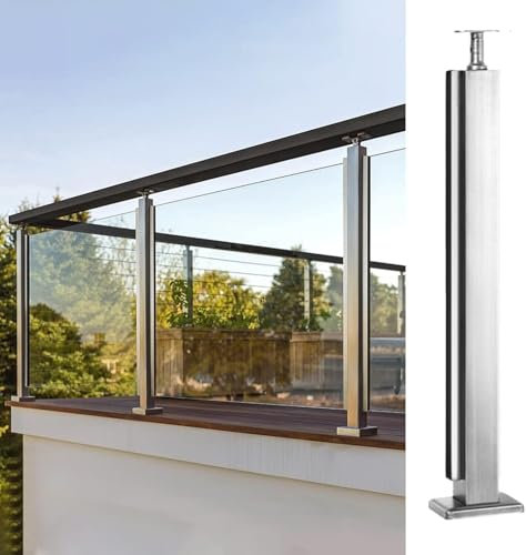 Edelstahl-Glasgeländerpfosten für den Innen- und Außenbereich, 85 cm, Klemmstange für runde und quadratische Möbel, ideal für Gartentreppen und Balkone