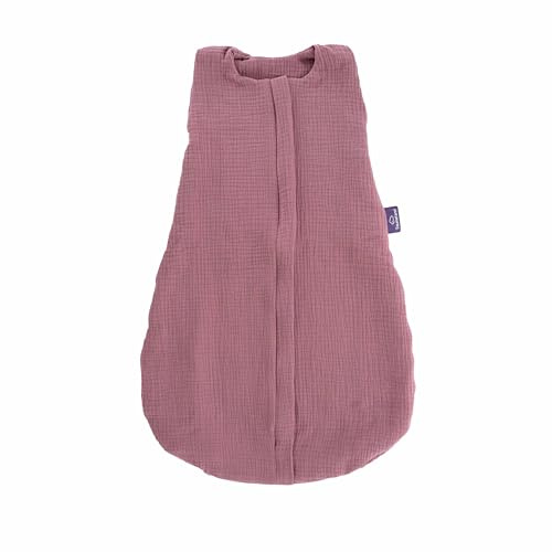 TRÄUMELAND – Baby Sommerschlafsack in pflaume 0.5 TOG, leichter atmungsaktiver Schlafsack aus Musselin für warme Sommernächte, Öko-Tex 100 zertifiziert, schadstofffrei & hautfreundlich