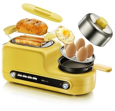 HYZHANHONG Máquina de Desayuno Multifuncional Cuatro en uno, Máquina de sándwiches tostadora de Desayuno en casa, Temporizador de 0-60 Minutos, Adecuado para cocinas domésticas
