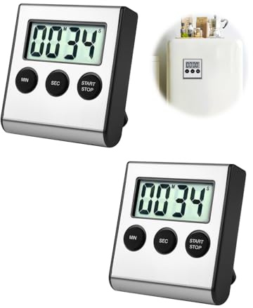 2 unidades mini temporizador digital, 24 horas cuenta regresiva y cronómetro soporte magnético e interruptor de encendido/apagado formato para la cocina, el deporte, las reuniones el aparcamiento Le