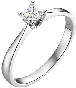 Whoiy Verlobungs Ring Platin, Solitär 0.3ct Diamant Eheringe 950 Echt Gold Trauringe für Damen Gr. 61 (19.4)