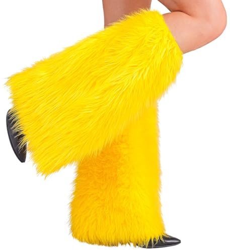 TrendandStylez Plüsch Beinstulpen in 9 Farben – Flauschige Beinwärmer Stulpen für Damen, Kostüm Zubehör für Karneval, Fasching, 80er 90er Jahre Party, Rave & Festival Outfits