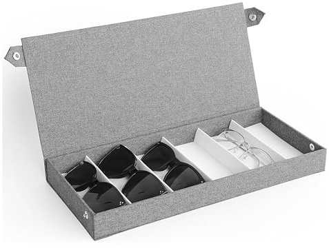 URMONA Boîte à Lunettes 6 Compartiments, Organiseur Portable 38 x 17 x 4 cm