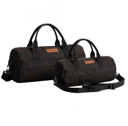 Borsa Porta Attrezzi Multiuso 2 Pezzi Borsa Attrezzi Lavoro Piccola Grande Borsa Portautensili in Tela con Cerniera Tracolla, Astuccio Organizer per Picchetti, Cacciaviti, Pinze e Chiavi Campeggio