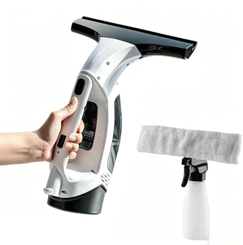 Tergivetro Aspirapolvere per Finestre, Lavavetri Elettrico con Batteria da 2200 Mah, Potenza di Aspirazione 2000 Pa, Tergivetro Elettrico Portatile per Vetro, Piastrelle, Marmo, Finestrini
