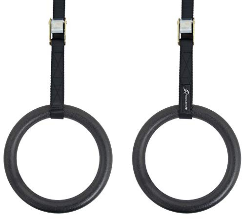 ProsourceFit Fitness Gymnastics Rings with Straps for Total Body Conditioning at Home