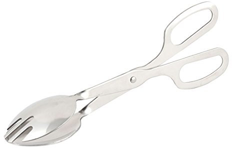 Sourcingmap Metal Kitchenware Food Salad Server Mixing Clamp Tong 26cm Length Silver Tone