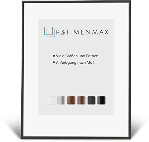 RahmenMax® Iowa Bilderrahmen 70x90 cm zum Aufhängen/Bilderrahmen Maßanfertigung möglich/Posterrahmen aus Kunststoff/Bilder Rahmen in Schwarz Matt mit klarem Acrylglas/Puzzle Rahmen