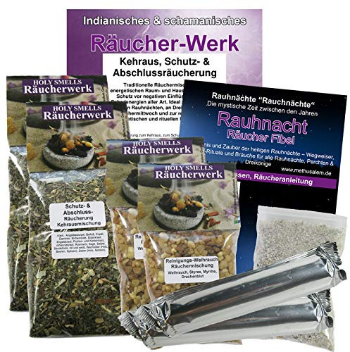 RAUHNÄCHTE 9-TLG RÄUCHER-Set mit Räuchermischung KEHRAUS, Schutz + energetische HAUSREINIGUNG für Jede Rauhnacht und Dreikönige. 81185-X4