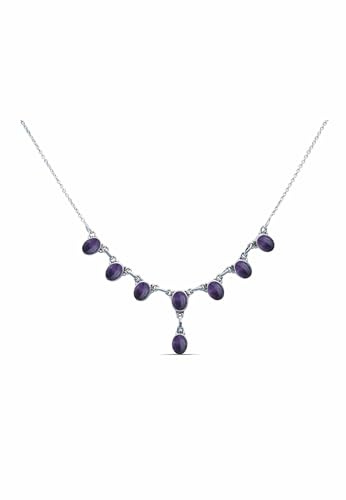 mantraroma Kette 925 Silber Edelstein Collier Silber Damen Sterling Silber Halskette Geschenk (MCO-005)