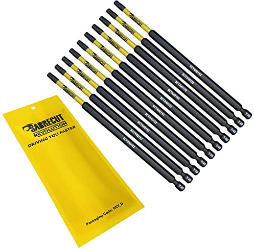 SabreCut 10pcs SCTX40152_10 152mm T40 TX40 Impact Schrauberbits | Geschmiedete Präzisionsspitzen und wärmebehandelter Torsionsstahl verbessern Schlagfestigkeit und Haltbarkeit