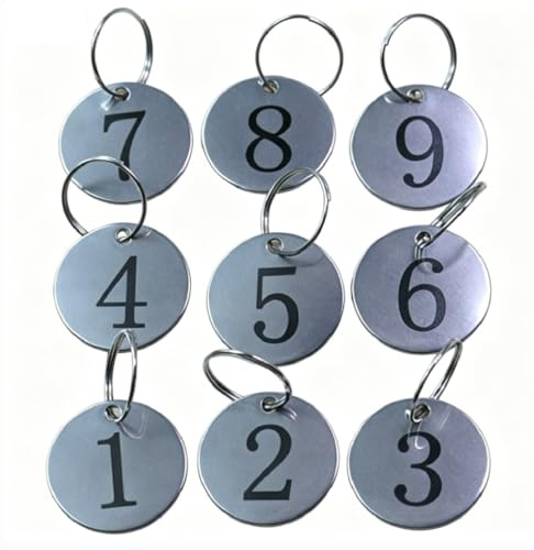 Sourcemall Schlüsselanhänger aus Edelstahl, nummerierte Anhänger zur Kennzeichnung, Schlüsselringe mit Nummern, 3cm (1–50)