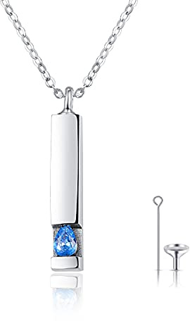 Waysles Urnen Halskette für Asche 925 Sterling Silber Asche Urnen Bar Anhänger für immer in meinem Herzen Andenken Kette Memorial Feuerbestattung Schmuck für Damen Herren