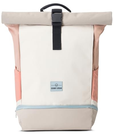 Johnny Urban Rucksack Damen & Herren Beige Rosa - Allen Medium - Rolltop Mit Laptopfach für Uni Fahrrad Business - 15L - Nachhaltig - Wasserabweisend