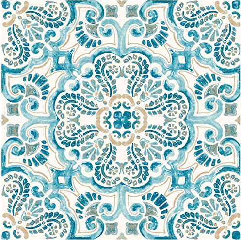 Oedim Vinyl-Aufkleber, 50 Stück, 35 x 35 cm, Matt, Selbstklebend, Blau, Tier auf blauen Fliesen, Natur, Indoor, Wand