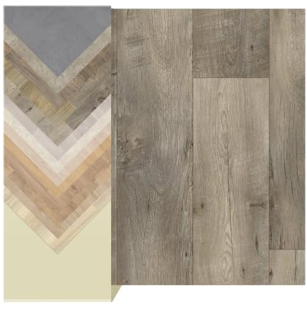 Primaflor PVC Bodenbelag Superior | Eiche geräuchert | 500x600cm | 0,4 mm Nutzschicht, Schaumrücken, Nutzungsklasse 41, 4 oder 5 m Breite, für Küche, Bad, Gewerbe und Fußbodenheizung