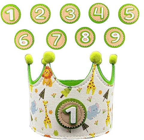 Ph Pro Heat Corona Compleanno Bambino con Numeri Intercambiabili da 1 a 9 - Coroncina Bambina - Corona di Primo Compleanno Selva Regalo Originale.