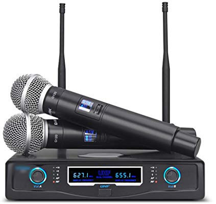 Samnuerly Wireless Microphone Professional 2 Channels Dynamic Handheld Party KTV Stage Host Church