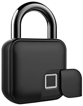Combination Lock Smart Bluetooth Fingerprint Padlock with APP Keyless Biometric Water Resistant Suitable for Gym Sports Bike School Locker and Storage(Black)