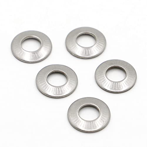 TULDYS Tellerfeder aus Edelstahl 304, gezackte Sicherungsscheibe, konisch, gerändelte, elastische Dichtung, M3, M4, M5, M6, M8, M10, M12, M16, A2 (Size : M3 20pcs)