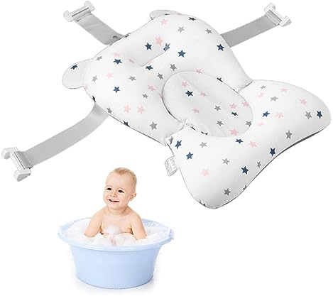 Cojín de baño para bebé, antideslizante, para recién nacidos, con hebillas y 3 cinturones de seguridad