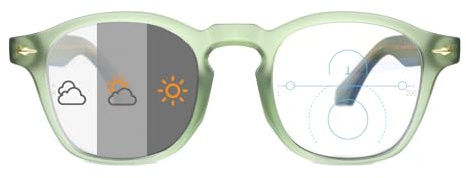 OKH Fotocromatico Progressive Multifocal Lettore UV400 Outdoor Blu Blocco Luce +2,50 Dioptrien