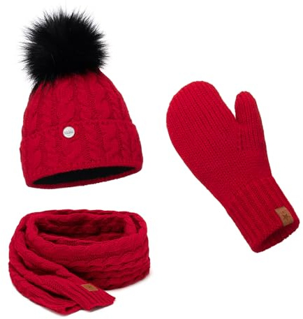 ELIMELI® Damen Winter Mütze warme Strickmütze Wintermütze mit Bommel Slouch Strick Beanie Damen für Winter Bommelmütze Hergestellt in EU Farbenauswahl 15568