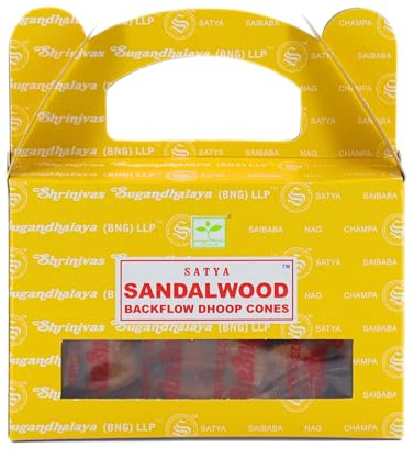 Rückfluss Räucherkegel für den Wasserfall Effekt, 24 handgerollte Kegel aus Indien für Entspannung und Meditation, auch im 3er Set (Sandelholz)