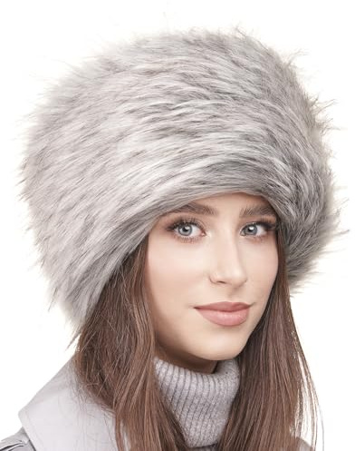 Futrzane Classic Kosakenmütze - Fellmütze Damen Winter - Pelz Russische Mütze (XS, Asche Classic)