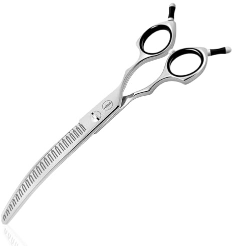 HASHIMOTO Goma curvada para perros, 23 dientes, 17,8 cm, 80% de tasa de adelgazamiento, peso ligero, diseñada para reducir rápidamente el pelaje.