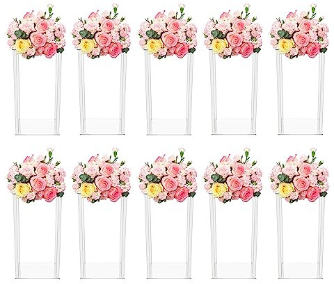 MEHOOSPVN 10 pezzi centrotavola per matrimoni, centrotavola per tavoli con piastra acrilica, 60 cm di altezza, fiori acrilici, per decorazioni da tavola delle feste, elegante tavolo decorativo