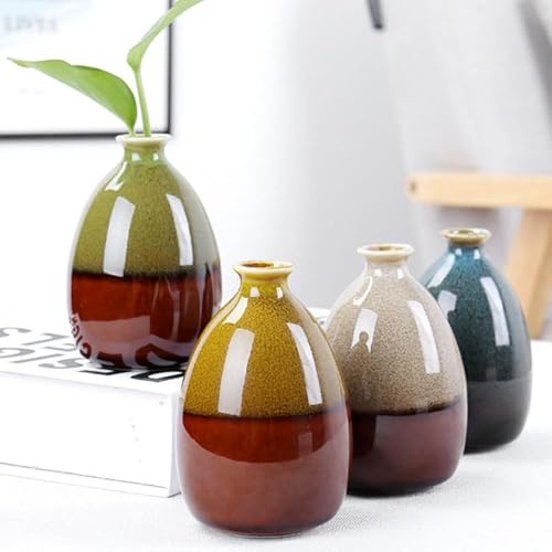 MAGICLULU 2pcs Small Ceramic Bud Vase Set, Nordic Minimalist Yellow and White Flower Pots, Modern Tabletop Porcelain Vases for Hydroponic Plants, Fresh Floral Containers for Home Office Decor