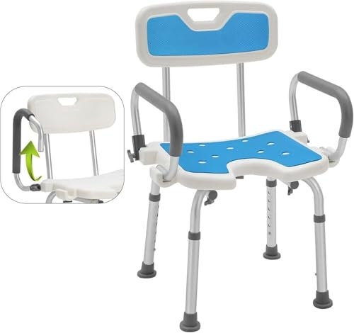 Sgabello da doccia regolabile con schienale, sedile antiscivolo per anziani per disabili, panca per vasca da bagno sicura – Sedile da bagno regolabile in altezza per anziani