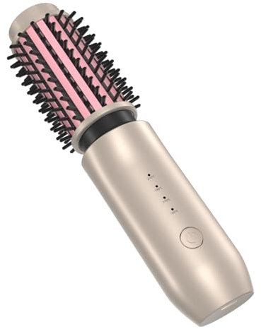 Lurowo Kabellose Thermobürste, Keramik-Heizbürste mit 4 einstellbaren Temperaturen, tragbar, wiederaufladbar, Lockenstab, beheizbare Rundbürste für Reisefrisur