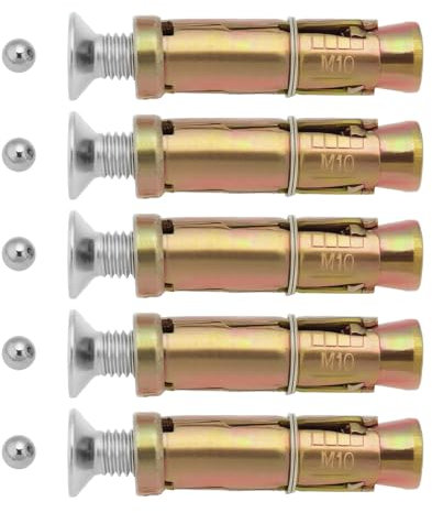 eMagTech 5 Pezzi M10 Bulloni Di Sicurezza Antifurto M10 X 70 Mm Bulloni Di Espansione Bulloni Di Ancoraggio Di Sicurezza Adatti Per Il Fissaggio Di Cemento E Pietra Con Sfere In Acciaio Da 6 Mm