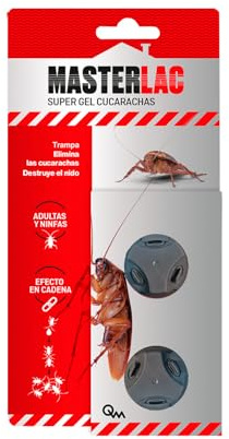 MASTERLAC - Super Gel Cucarachas Trampa - 2 Uds - Elimina Todo Tipo de Cucarachas y Destruye Nido - Gel Gran Poder Atrayente - Elimina Adultas y Ninfas - Efecto en Cadena - Eficacia Total