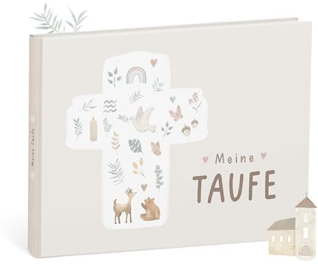 mintkind Erinnerungsalbum Meine Taufe Beige – Geschenk zur Taufe für Jungen und Mädchen – Taufgeschenk von Patentante oder Patenonkel – Liebevoll gestaltetes Album für unvergessliche Erinnerungen